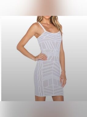 Ronny Kobo Cream and Taupe Textured Knit Dress